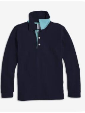 Bella Bliss Navy Long Sleeve Polo with Aqua  Trim